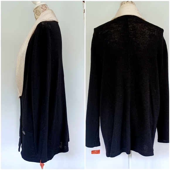 Vintage Cardigan Sweater Shawl Collar Rhinestone Buttons XL - Picture 4 of 5
